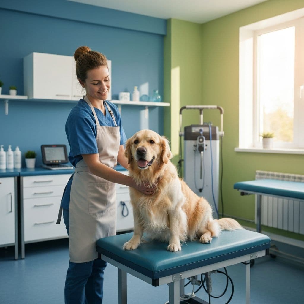Hund bei der Physiotherapie-Behandlung